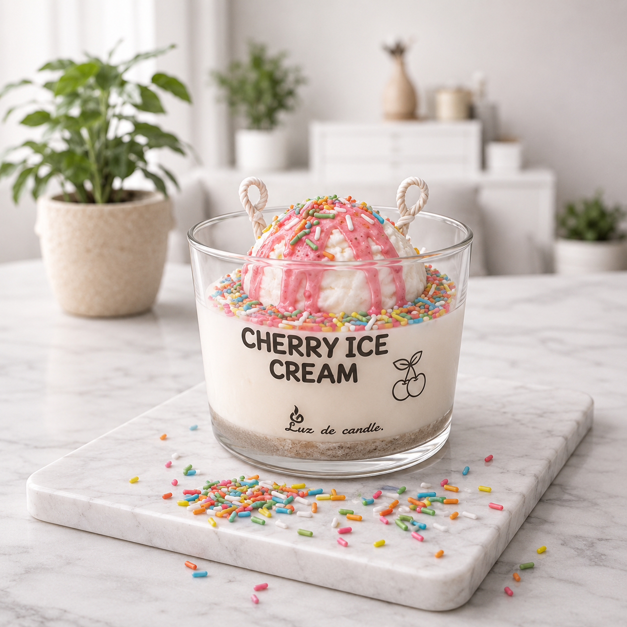 Vela artesanal Helado de Sabores en vaso de cristal