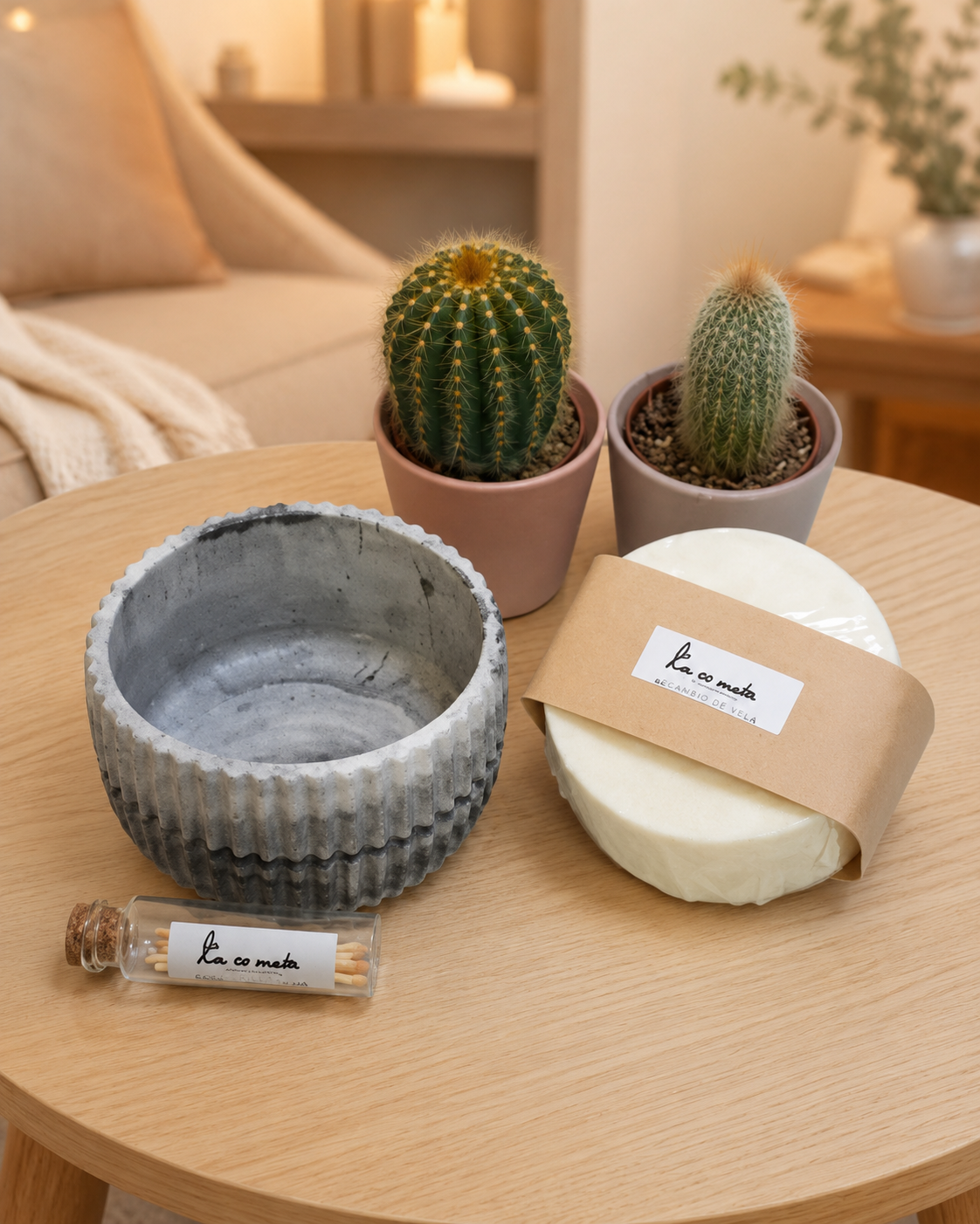 Recambio de vela ecológica de 9 cm con mechas de madera