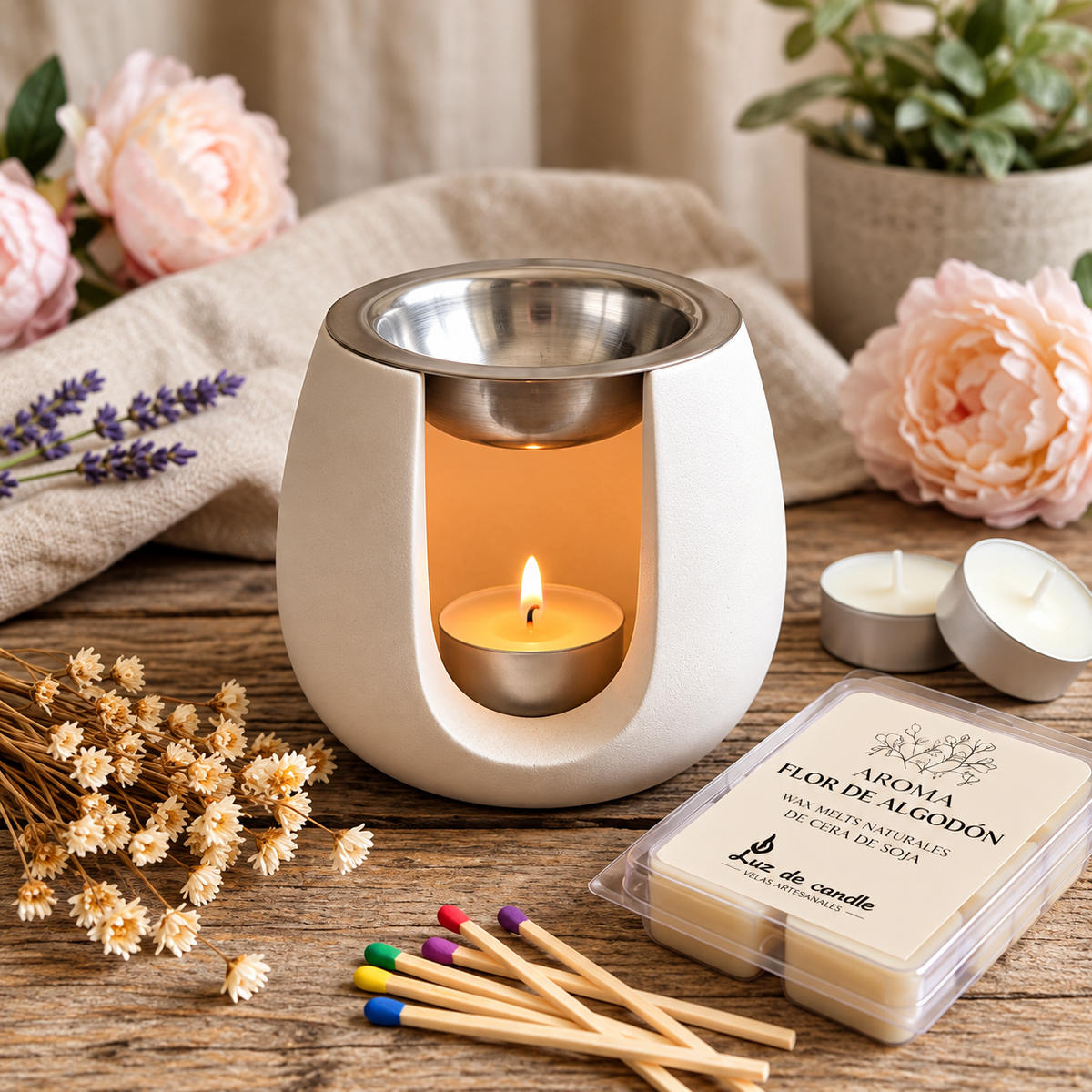 🤍 Pack Ritual · Quemador Blanco + Wax Melts