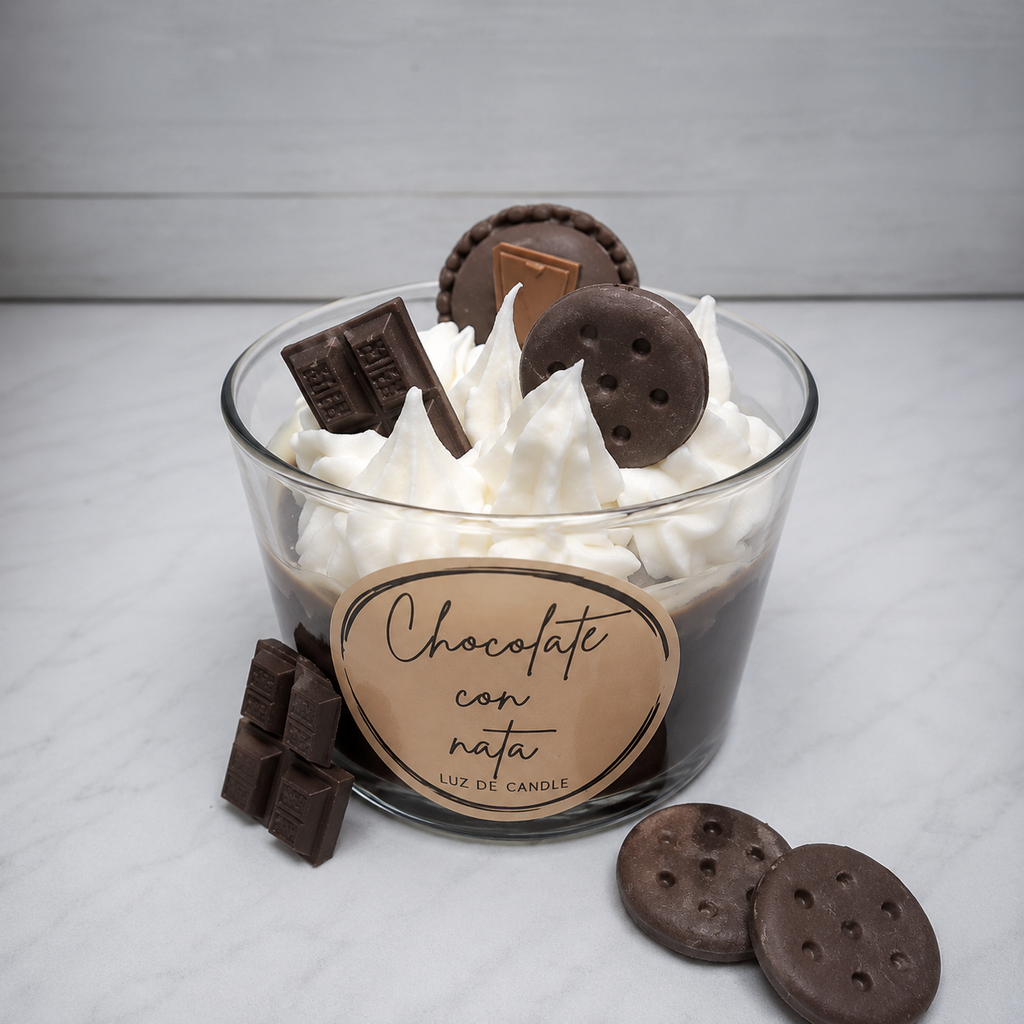Vela Chocolate con Nata en vaso de cristal