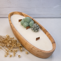 Vela artesanal de cera de soja natural en recipiente de resina ecológica terracota