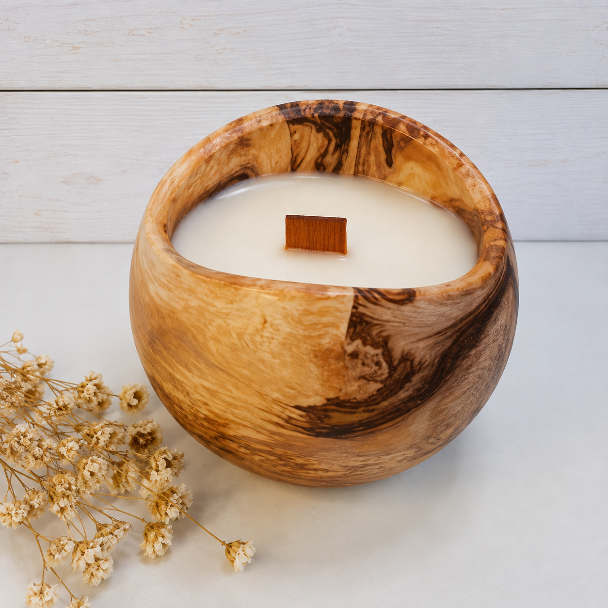 Vela Artesanal de Cera de Soja Natural en Recipiente de Resina Ecológica Color Terracota
