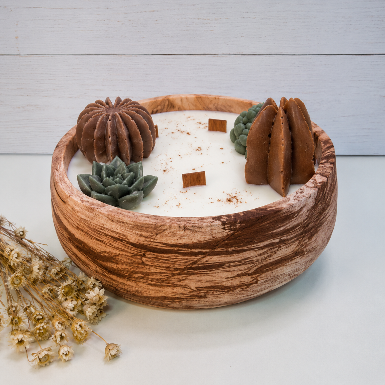 Vela Artesanal Ecológica de Soja en Recipiente de Resina Natural
