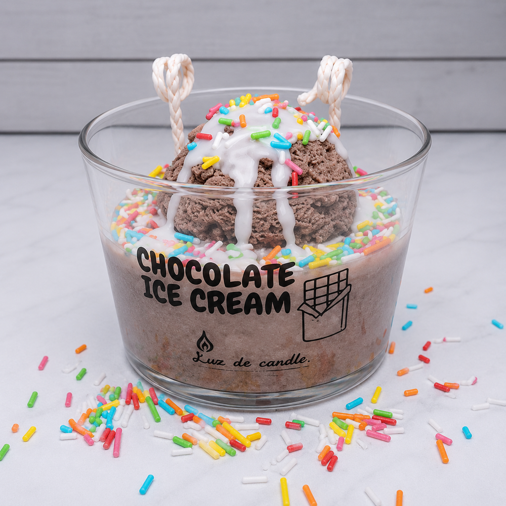 Vela artesanal Helado de Sabores en vaso de cristal