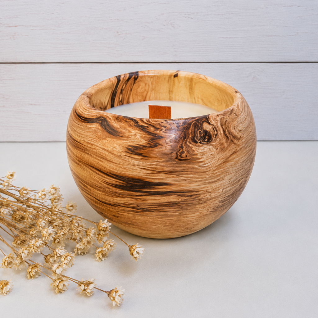 Vela Artesanal de Cera de Soja Natural en Recipiente de Resina Ecológica Color Terracota