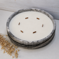 Vela aromática artesanal XL en resina ecológica efecto mármol rayado con decoración