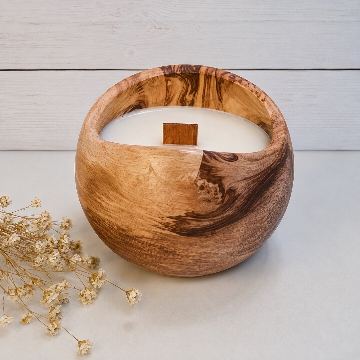 Vela Artesanal de Cera de Soja Natural en Recipiente de Resina Ecológica Color Terracota
