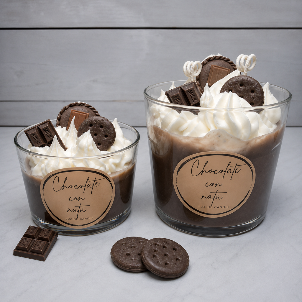 Vela Chocolate con Nata en vaso de cristal