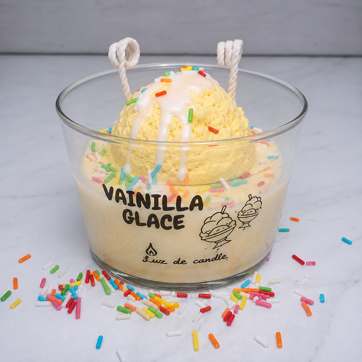 Vela artesanal Helado de Sabores en vaso de cristal