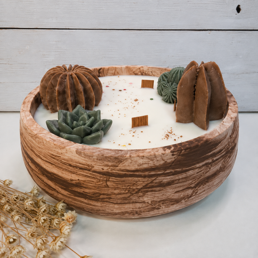 Vela Artesanal Ecológica de Soja en Recipiente de Resina Natural