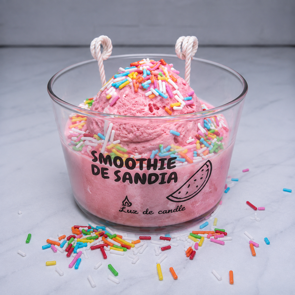 Vela artesanal Helado de Sabores en vaso de cristal