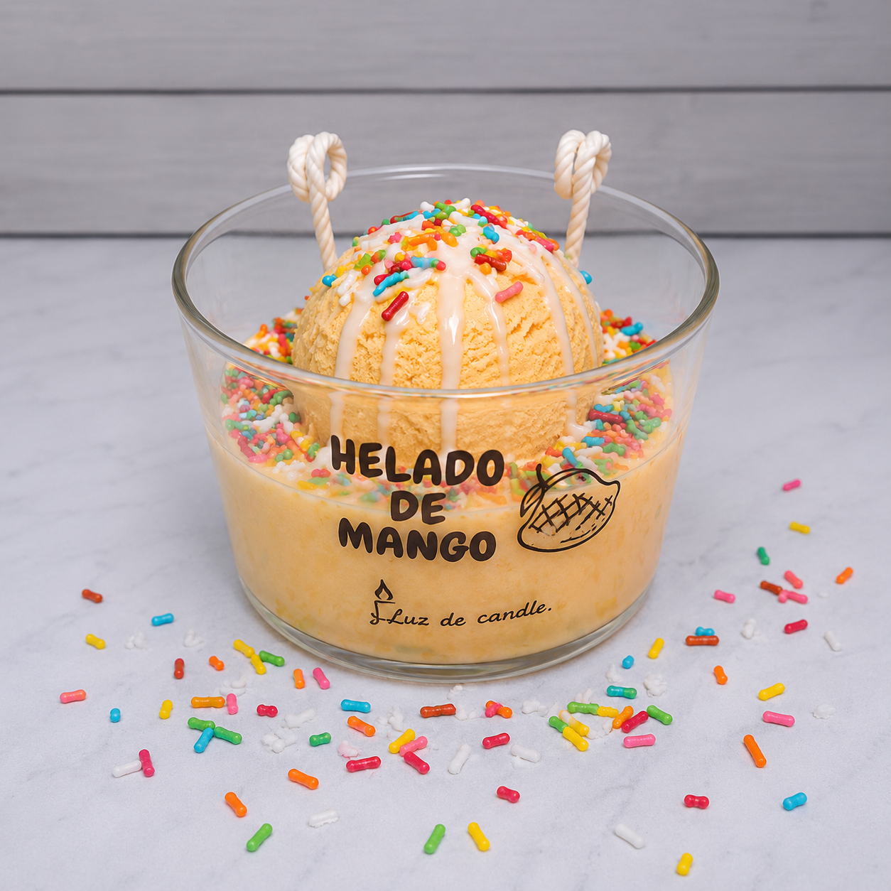 Vela artesanal Helado de Sabores en vaso de cristal