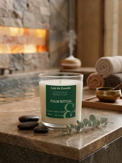 Calm Ritual – Vela aloe vera y lavanda con cera de soja natural