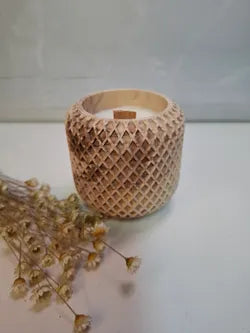 Vela de Cera de Soja con Diseño Natural y Aroma Relajante |  Luz de Candle l Diseño rombos