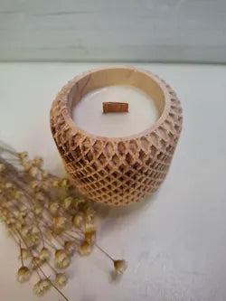 Vela de Cera de Soja con Diseño Natural y Aroma Relajante |  Luz de Candle l Diseño rombos