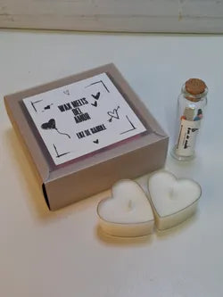 Pack Quemador de Wax Melts blanco con corazones pintados a mano