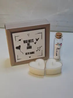 Pack Quemador de Wax Melts blanco con corazones pintados a mano