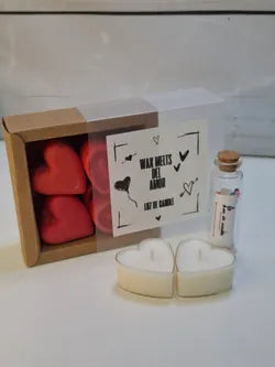 Pack Quemador de Wax Melts blanco con corazones pintados a mano