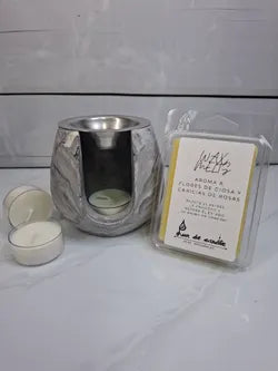 Quemador de Wax Melts efecto mármol en resina ecológica – Pack artesanal