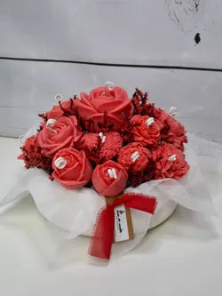 Ramo de velas artesanales con forma de flores