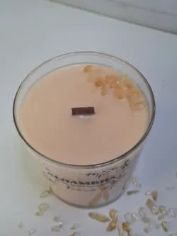 Vela de soja Alhambra con citrino y mecha de madera