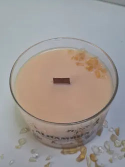Vela de soja Alhambra con citrino y mecha de madera