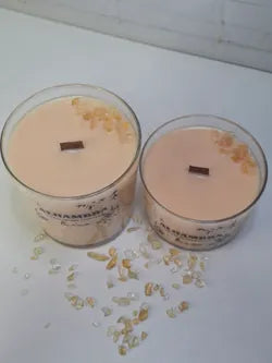 Vela de soja Alhambra con citrino y mecha de madera