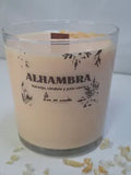 Vela de soja Alhambra con citrino y mecha de madera