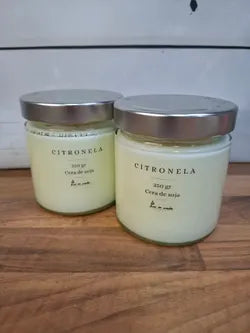 Vela artesanal de citronela antimosquitos en bote reutilizable