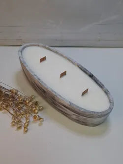 Vela artesanal ovalada efecto mármol en resina ecológica