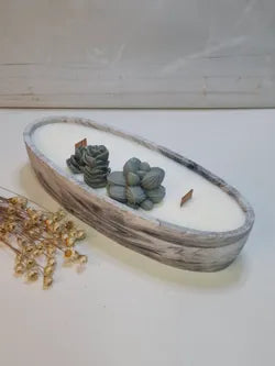 Vela artesanal ovalada efecto mármol en resina ecológica