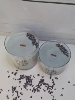 Vela de soja Niebla con granate y mecha de madera