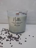 Vela de soja Niebla con granate y mecha de madera