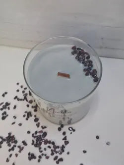 Vela de soja Niebla con granate y mecha de madera